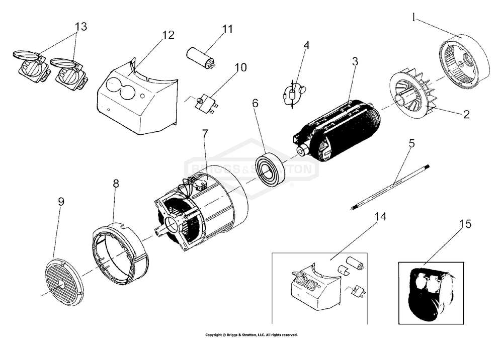 Alternator Outlet Panel Diagram and Parts List for 1522-1  Briggs and Stratton Generator